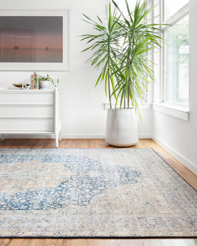 Loloi Layla Lay-07 Blue / Tangerine Rugs - room scene 1