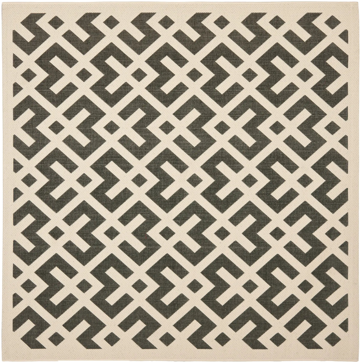 Safavieh Courtyard 6'-7" x 6'-7" Rug in Black / Beige