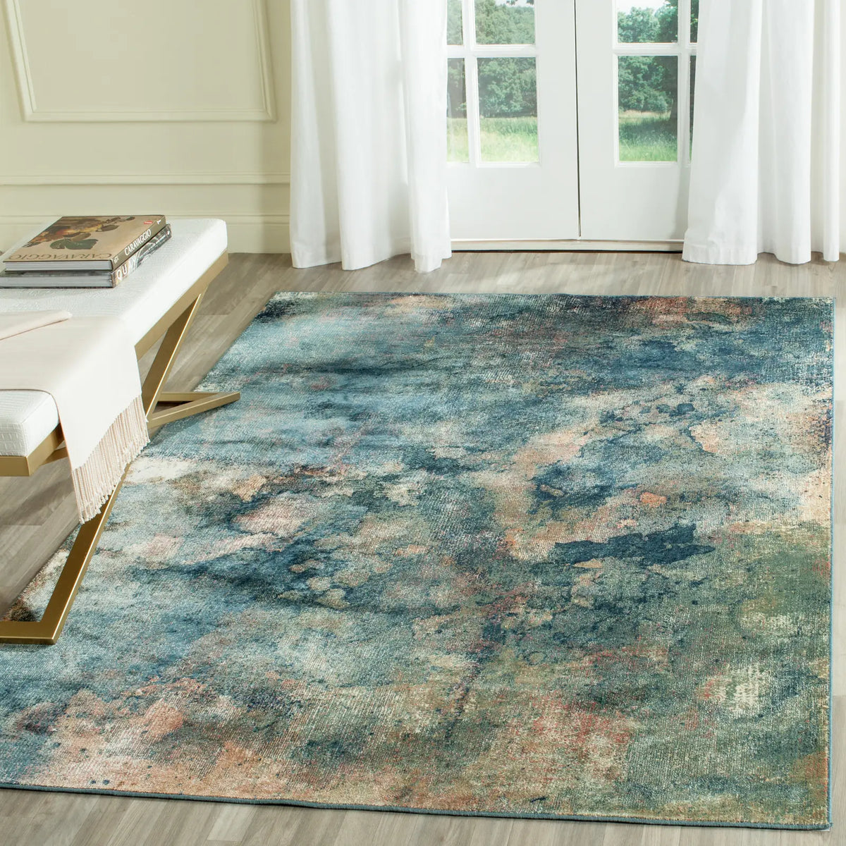 Safavieh Constellation Vintage 4'-0" x 5'-7" Rug in Light Blue / Multi