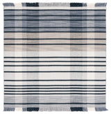 Safavieh Striped Kilim 6'-0" x 6'-0" Rug in Light Grey / Black