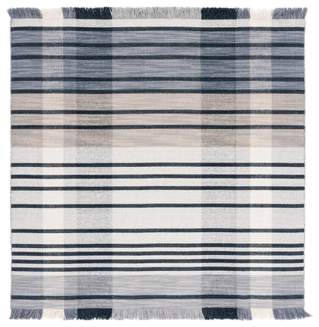 Safavieh Striped Kilim 6'-0" x 6'-0" Rug in Light Grey / Black