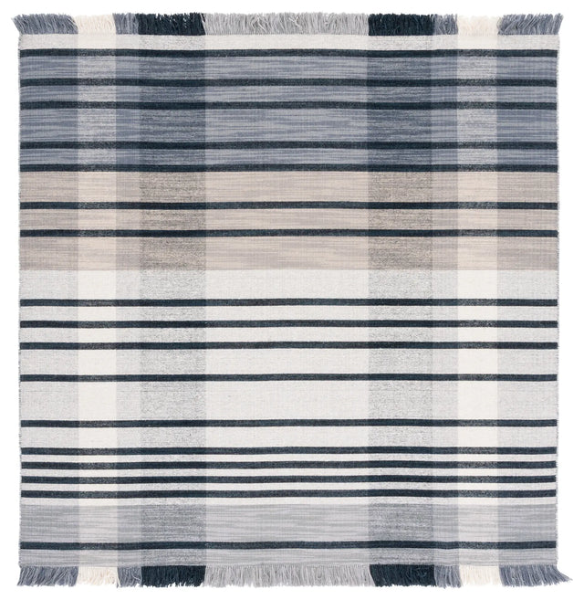 Safavieh Striped Kilim 6'-0" x 6'-0" Rug in Light Grey / Black