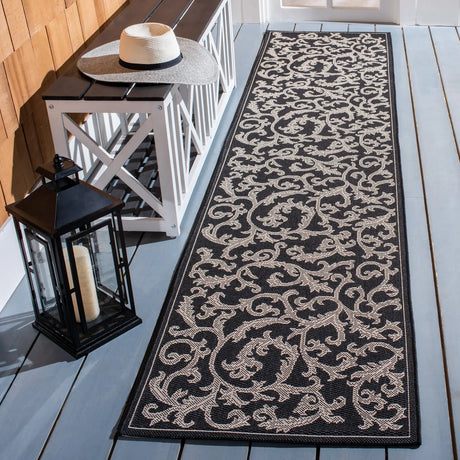 Safavieh Courtyard 2'-3" x 10'-0" Rug in Black / Sand