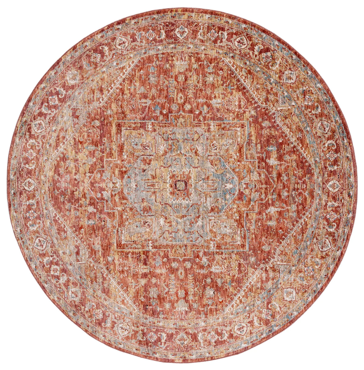 Safavieh Valencia 6'-4" x 6'-4" Rug in Rust / Beige Blue