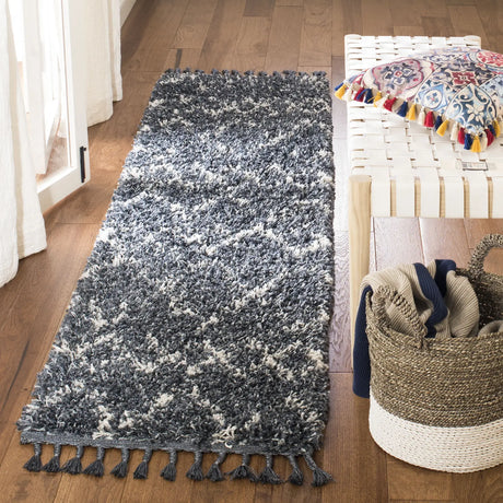 Safavieh Pro Lux Shag 400 2'-0" x 8'-0" Rug in Blue / Creme