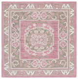 Safavieh Savonnerie 6'-0" x 6'-0" Rug in Olive / Pink