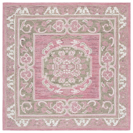 Safavieh Savonnerie 6'-0" x 6'-0" Rug in Olive / Pink