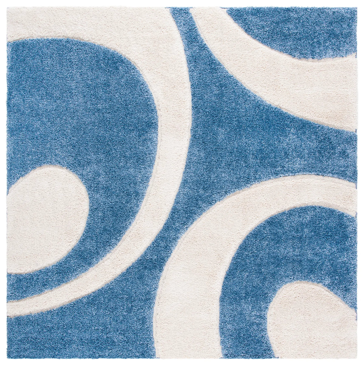 Safavieh Florida Shag 6'-7" x 6'-7" Rug in Blue / Ivory