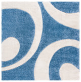 Safavieh Florida Shag 6'-7" x 6'-7" Rug in Blue / Ivory