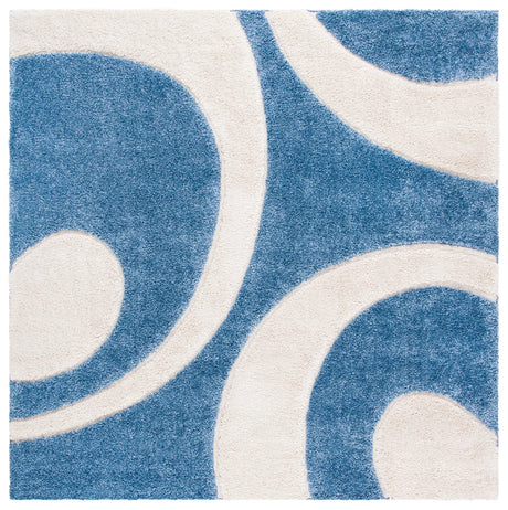 Safavieh Florida Shag 6'-7" x 6'-7" Rug in Blue / Ivory