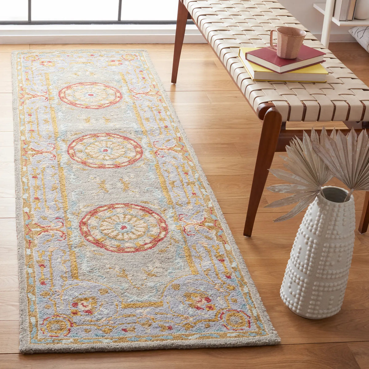 Safavieh Micro-Loop 2'-3" x 7'-0" Rug in Green / Grey
