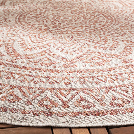 Safavieh Courtyard 5'-3" x 5'-3" Rug in Light Beige / Terracotta