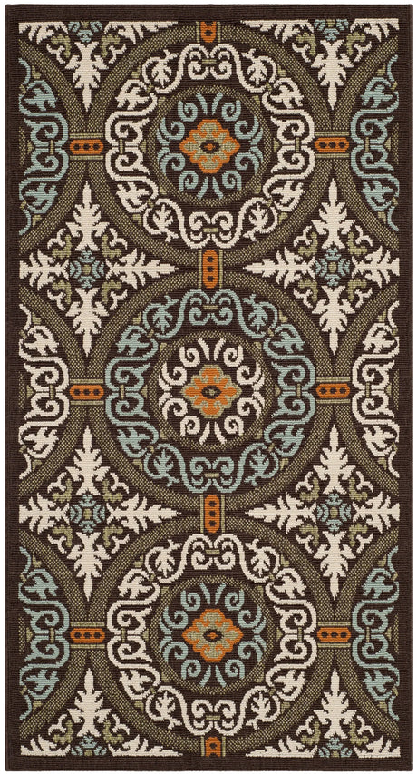 Safavieh Veranda 2'-7" x 5'-0" Rug in Chocolate / Aqua