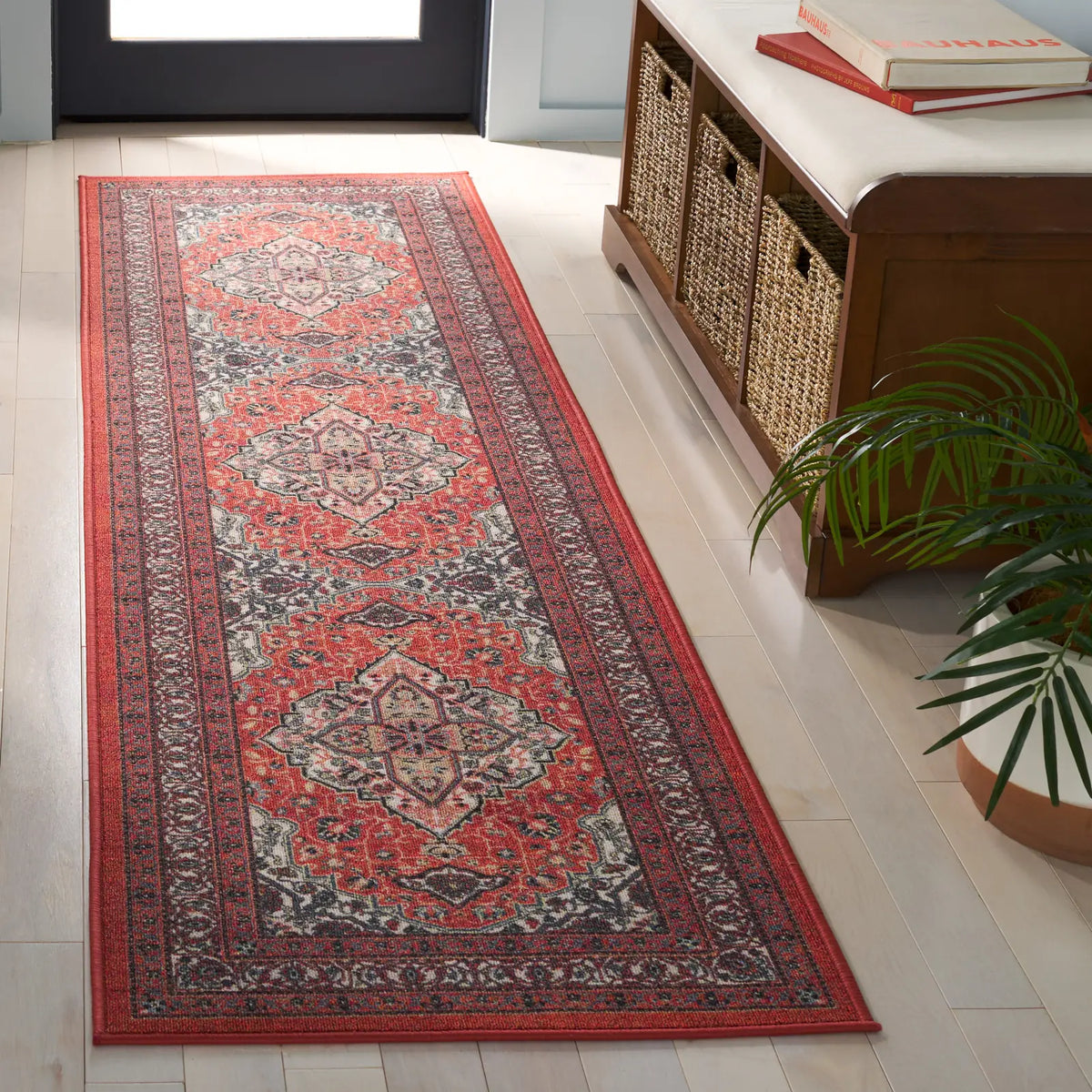 Safavieh Journey 2'-2" x 8'-0" Rug in Red / Ivory