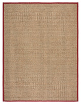 Safavieh Natural Fiber 10'-0" x 14'-0" Rug in Natural / Burgundy Red