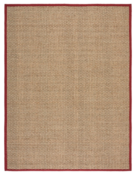 Safavieh Natural Fiber 10'-0" x 14'-0" Rug in Natural / Burgundy Red