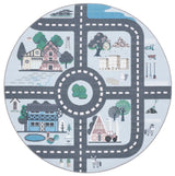 Safavieh Kids Playhouse 200 5'-0" x 5'-0" Rug in Blue / Dark Grey