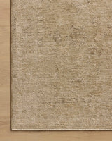 Loloi Willa WIA-08 Wheat / Natural Power Loomed Rug - corner on wood
