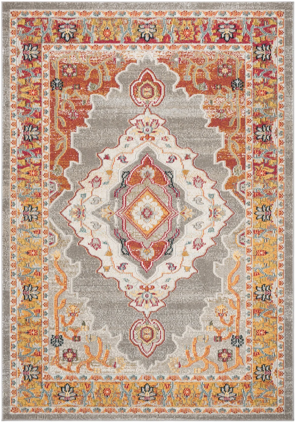 Safavieh Phoenix 100 4'-0" x 6'-0" Rug in Orange / Grey