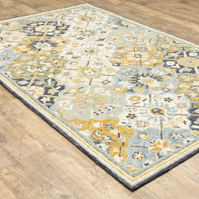 Oriental Weavers Sphinx Alfresco 28406 Blue / Gold Rugs - angle detail
