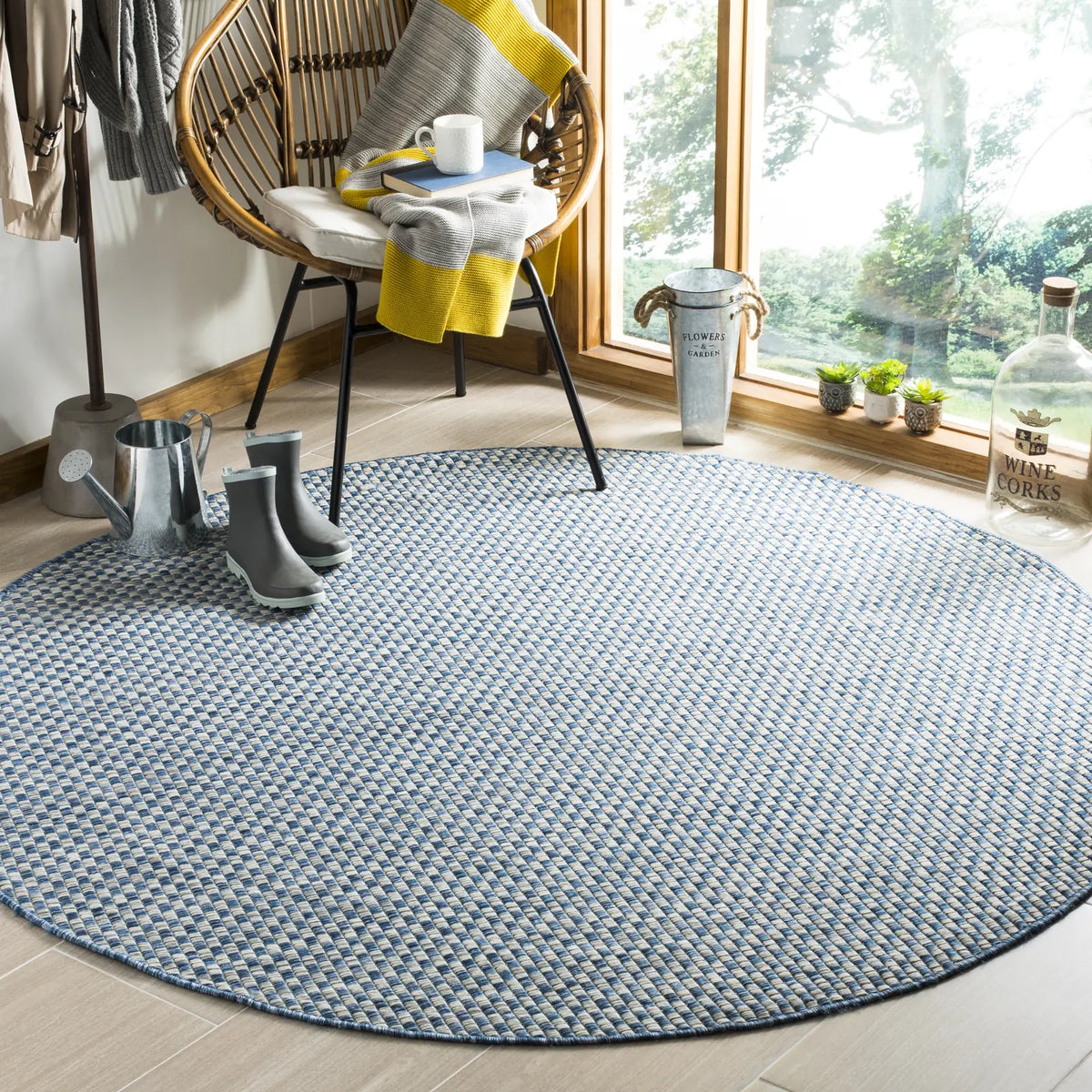 Safavieh Courtyard 10'-0" x 10'-0" Rug in Blue / Light Grey