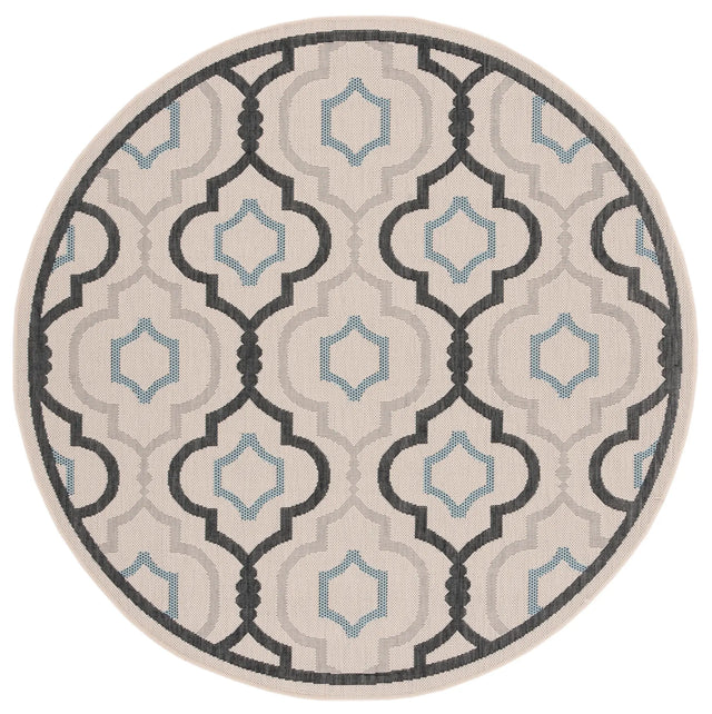 Safavieh Courtyard 5'-3" x 5'-3" Rug in Ivory / Black