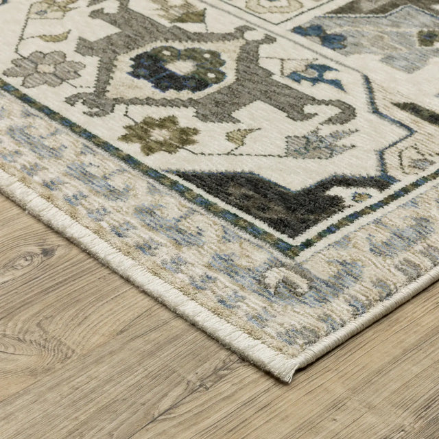 Oriental Weavers Sphinx HASTINGS HA04U Ivory Geometric Rugs - corner detail