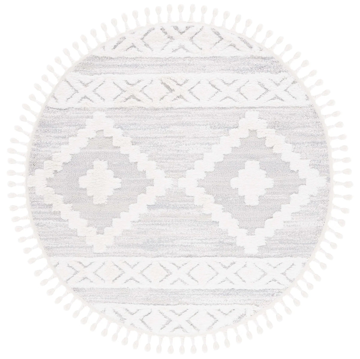 Safavieh Moroccan Tassel Shag 5'-3" x 5'-3" Rug in Ivory / Beige