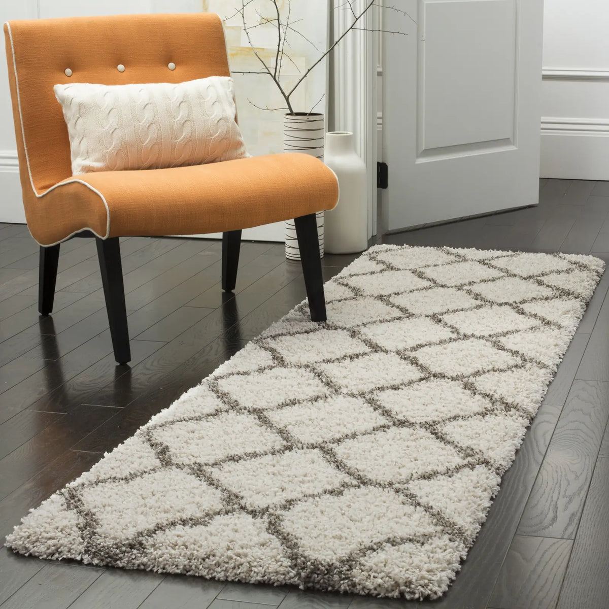 Safavieh Hudson Shag 2'-3" x 10'-0" Rug in Ivory / Grey