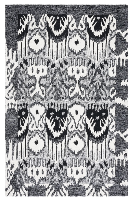Safavieh Ikat 4'-0" x 6'-0" Rug in Black / Ivory