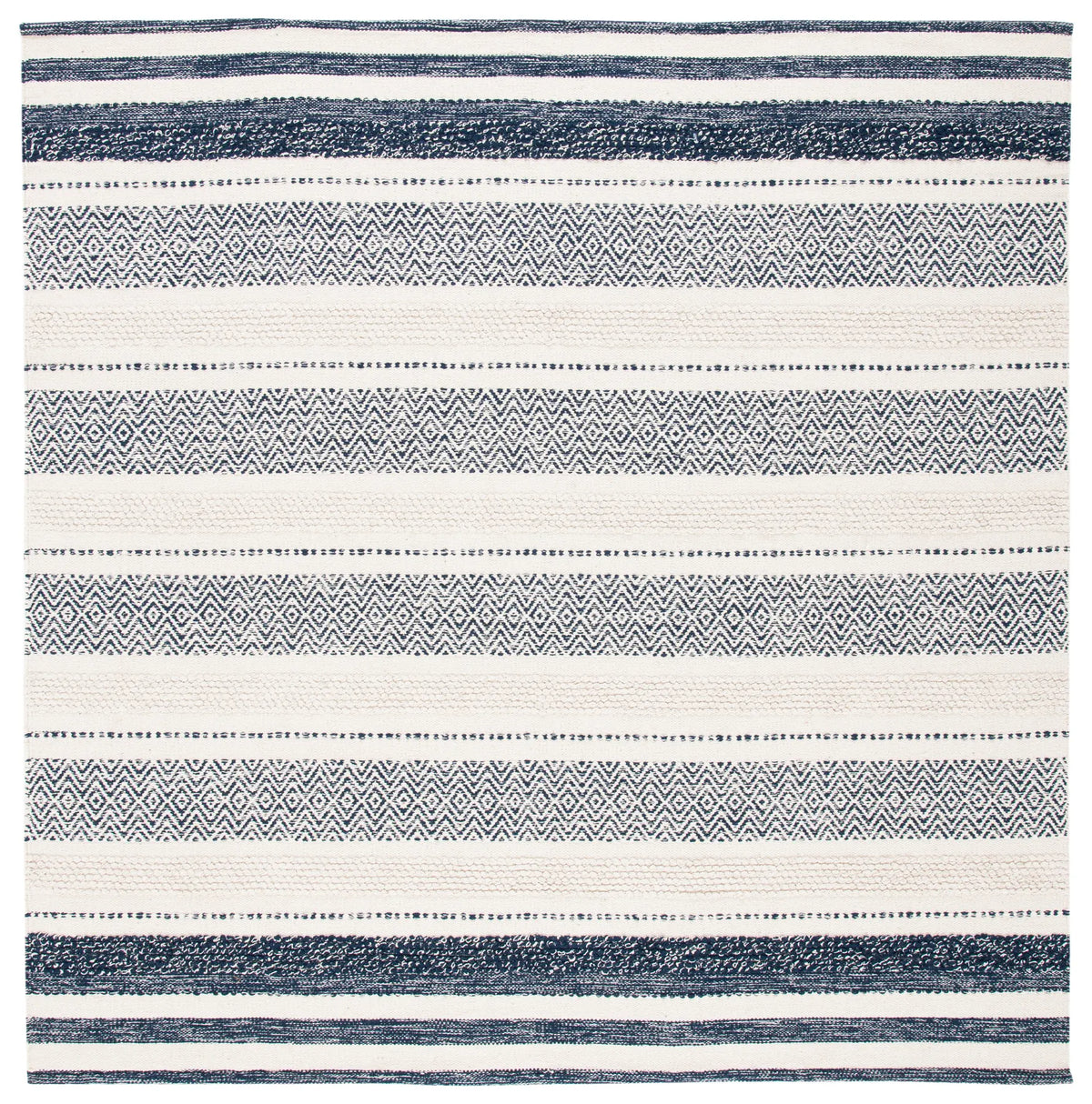 Safavieh Striped Kilim 7'-0" x 7'-0" Rug in Ivory / Navy