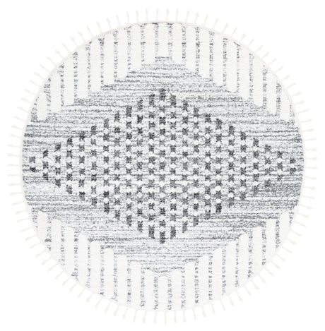 Safavieh Moroccan Tassel Shag 6'-7" x 6'-7" Rug in Grey / Ivory