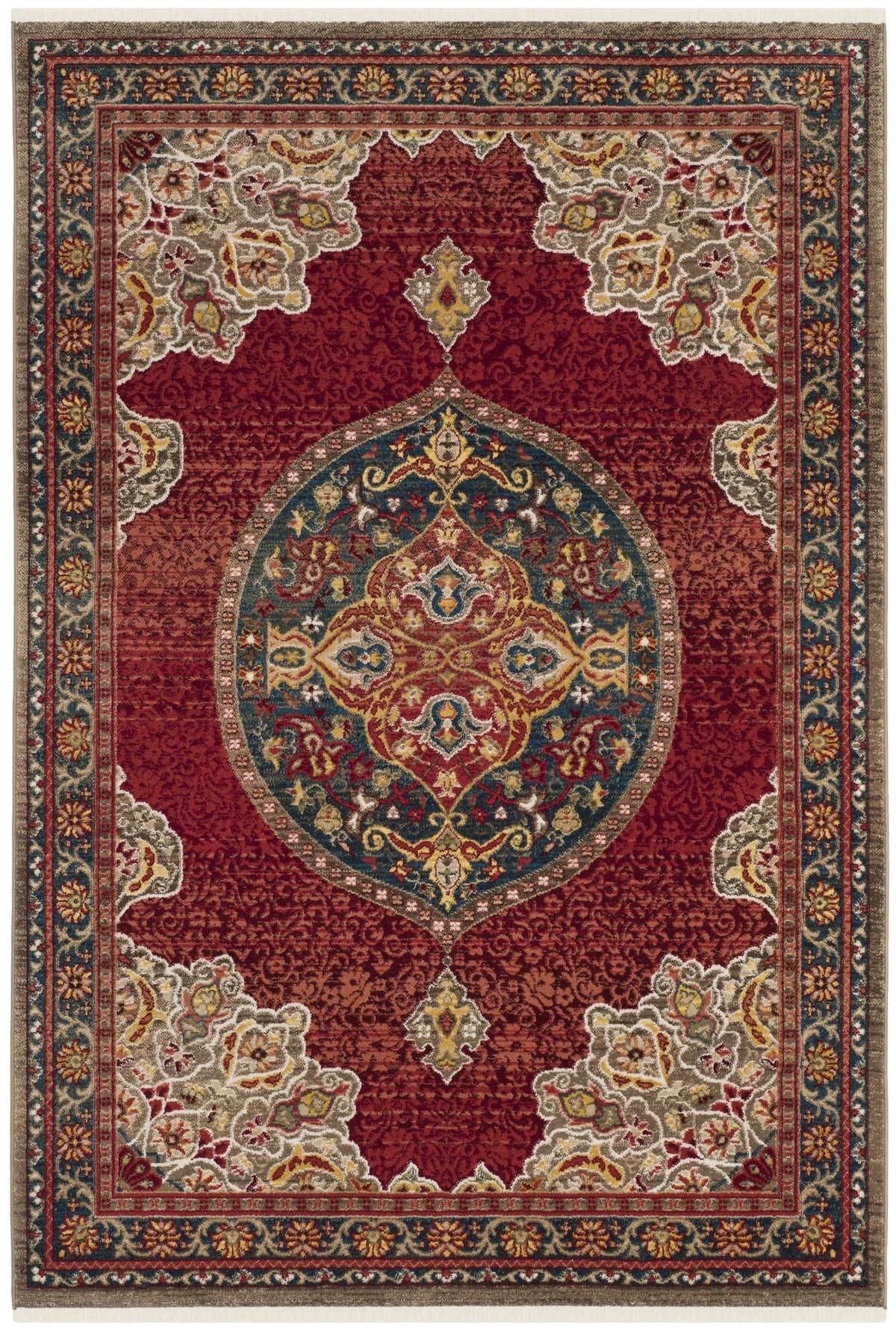 Safavieh Kashan 4'-0" x 6'-0" Rug in Red / Blue