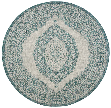Safavieh Courtyard 6'-7" x 6'-7" Rug in Light Grey / Teal