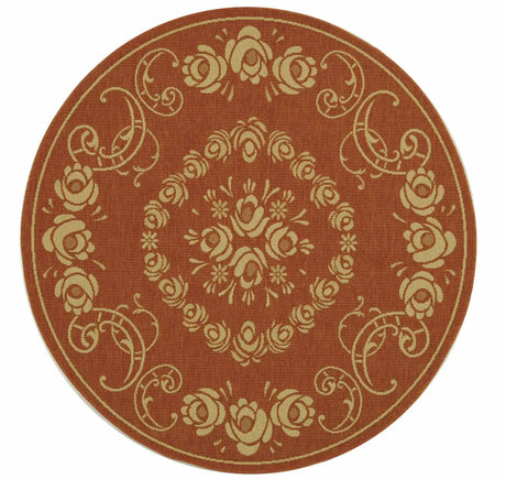 Safavieh Courtyard 5'-3" x 5'-3" Rug in Terracotta / Natural