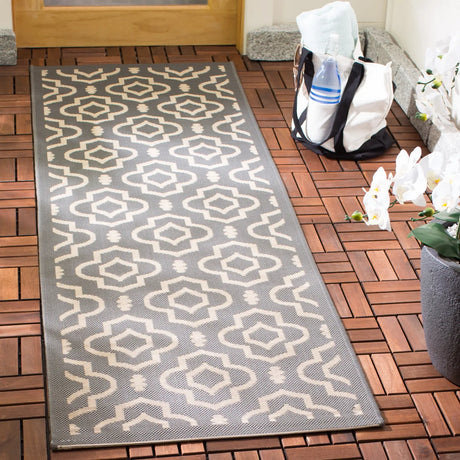 Safavieh Courtyard 2'-3" x 10'-0" Rug in Anthracite / Beige