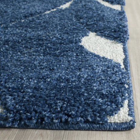Safavieh Florida Shag 9'-6" x 13'-0" Rug in Dark Blue / Cream
