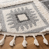 Safavieh Moroccan Tassel Shag 6'-7" x 6'-7" Rug in Ivory / Grey