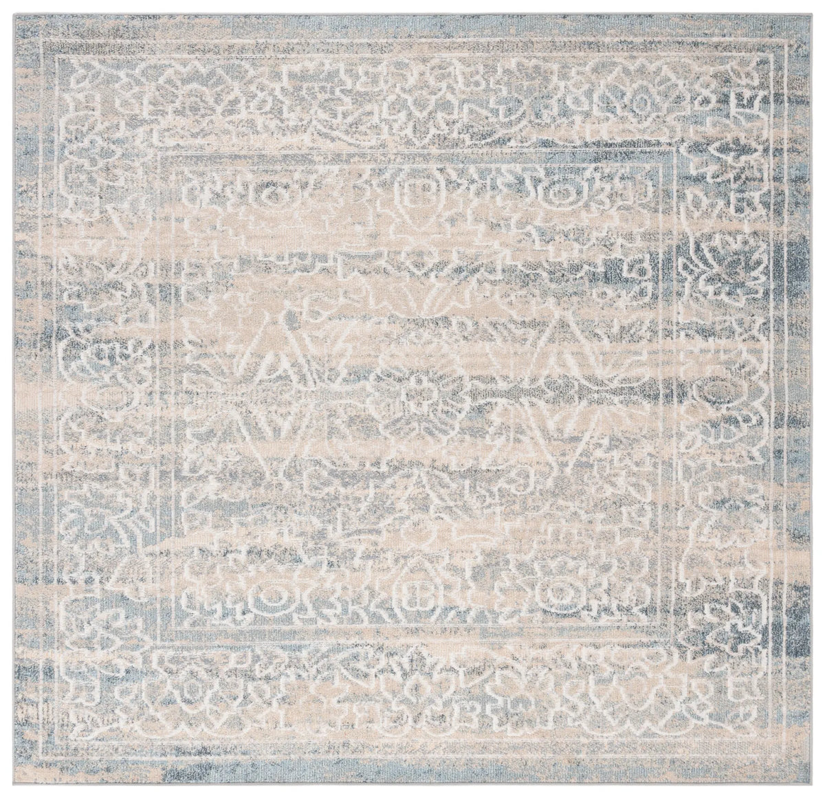 Safavieh Blair Washable 6'-7" x 6'-7" Rug in Ivory / Blue