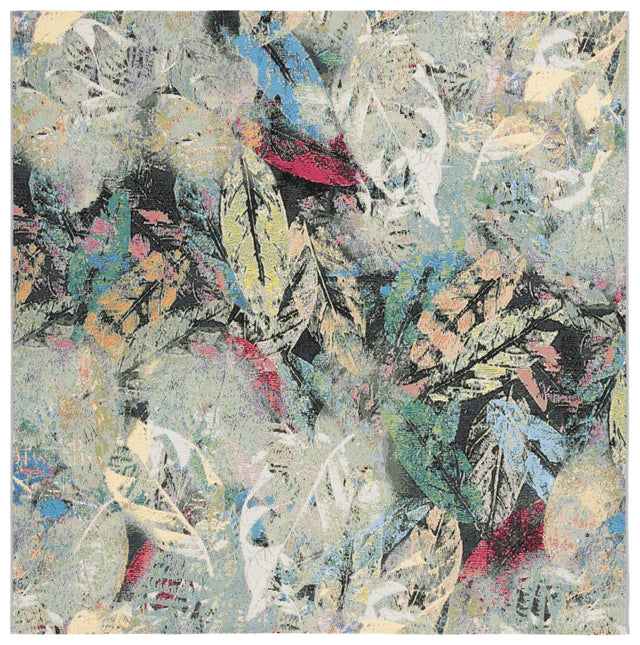 Safavieh Barbados 500 6'-6" x 6'-6" Rug in Black Green / Pink