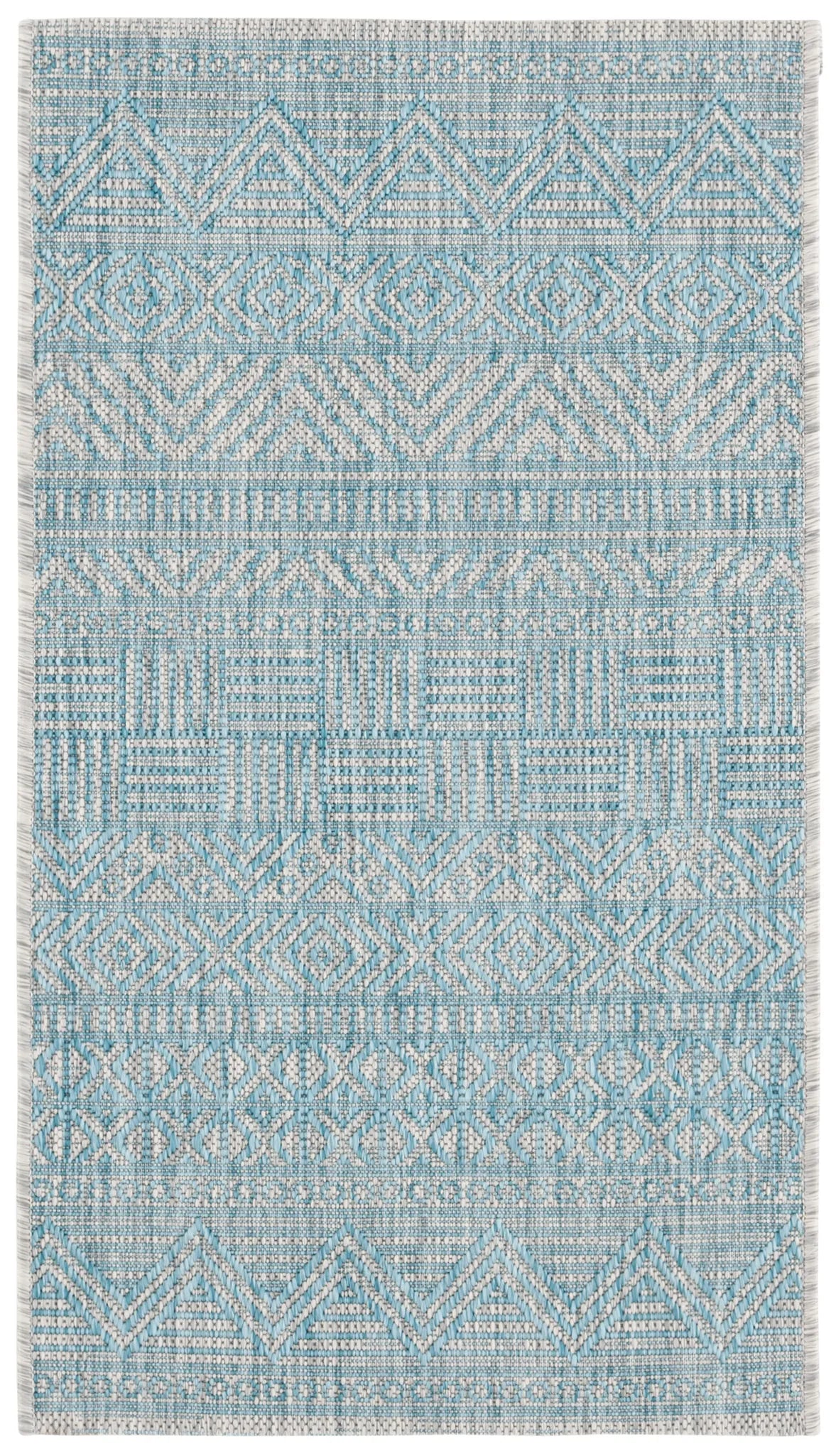 Safavieh Courtyard 2'-0" x 3'-7" Rug in Light Grey / Aqua