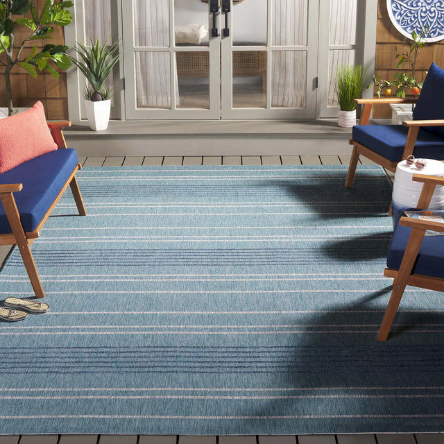 Safavieh Courtyard 6'-7" x 9'-6" Rug in Aqua / Grey