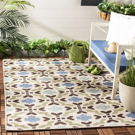 Safavieh Veranda 5'-3" x 7'-7" Rug in Cream / Aqua