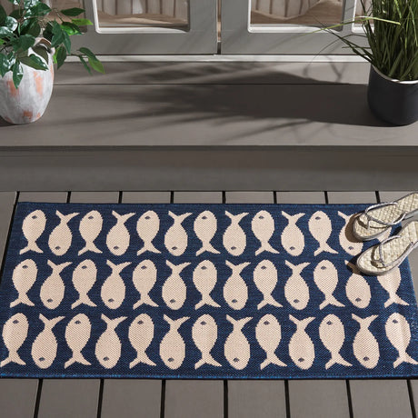 Safavieh Courtyard 2'-0" x 3'-7" Rug in Navy / Beige