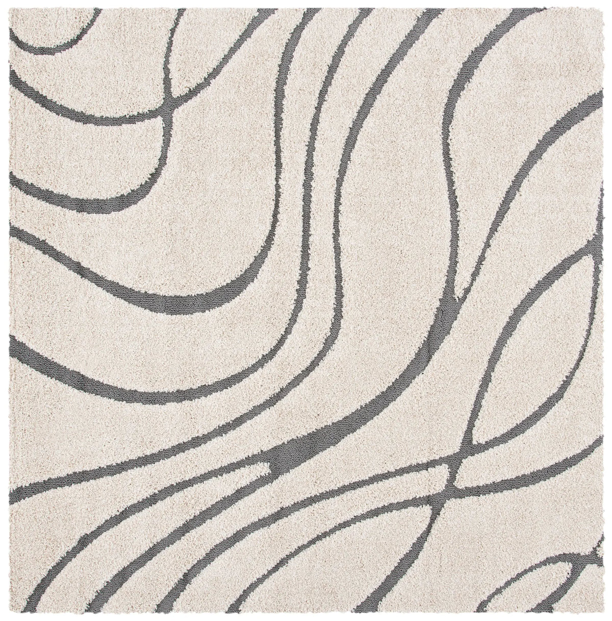 Safavieh Florida Shag 6'-7" x 6'-7" Rug in Cream / Grey