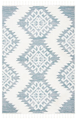 Safavieh Moroccan Tassel Shag 4'-0" x 6'-0" Rug in Teal / Ivory