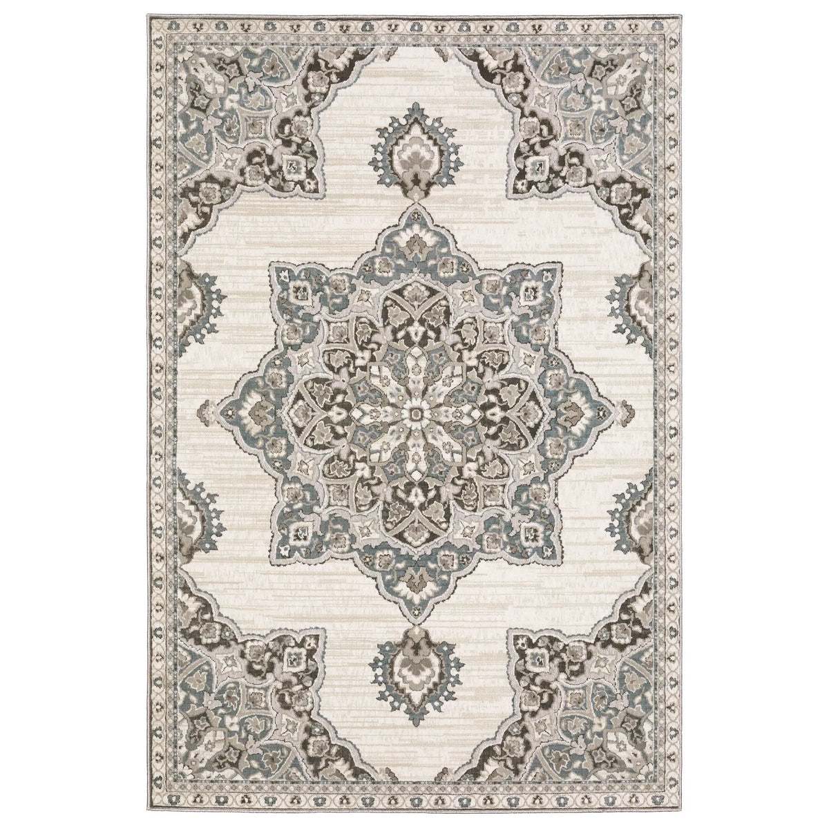 Oriental Weavers Sphinx Ellington Ell01 Ivory/ Blue Rug - main flat