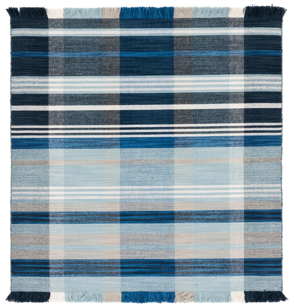 Safavieh Striped Kilim 6'-0" x 6'-0" Rug in Navy / Charcoal