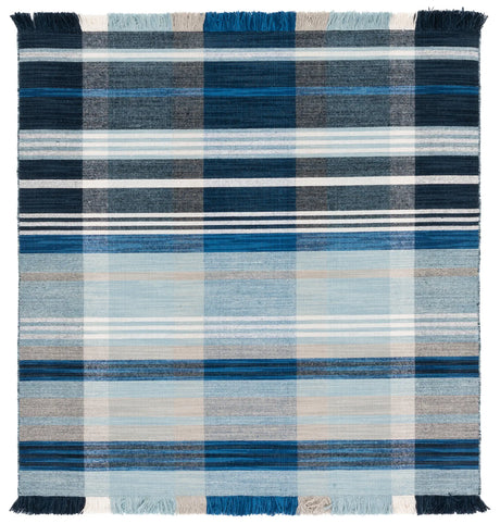 Safavieh Striped Kilim 6'-0" x 6'-0" Rug in Navy / Charcoal