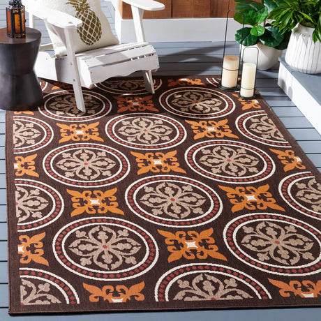Safavieh Veranda 5'-3" x 7'-7" Rug in Chocolate / Terracotta
